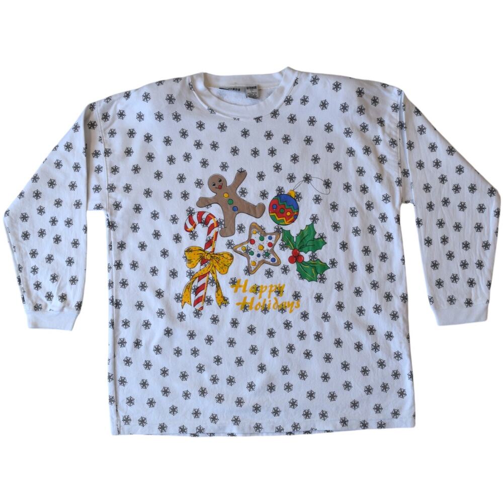 Vintage 80s Ugly Christmas Sweater, Retro Holiday Graphic, Size Large